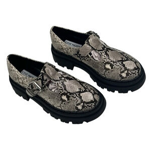 Steve Madden Kamlee Lug Sole Mary Jane Platform Snakeskin Print Womens 7M New